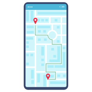 illustration of a phone showing gps directions
